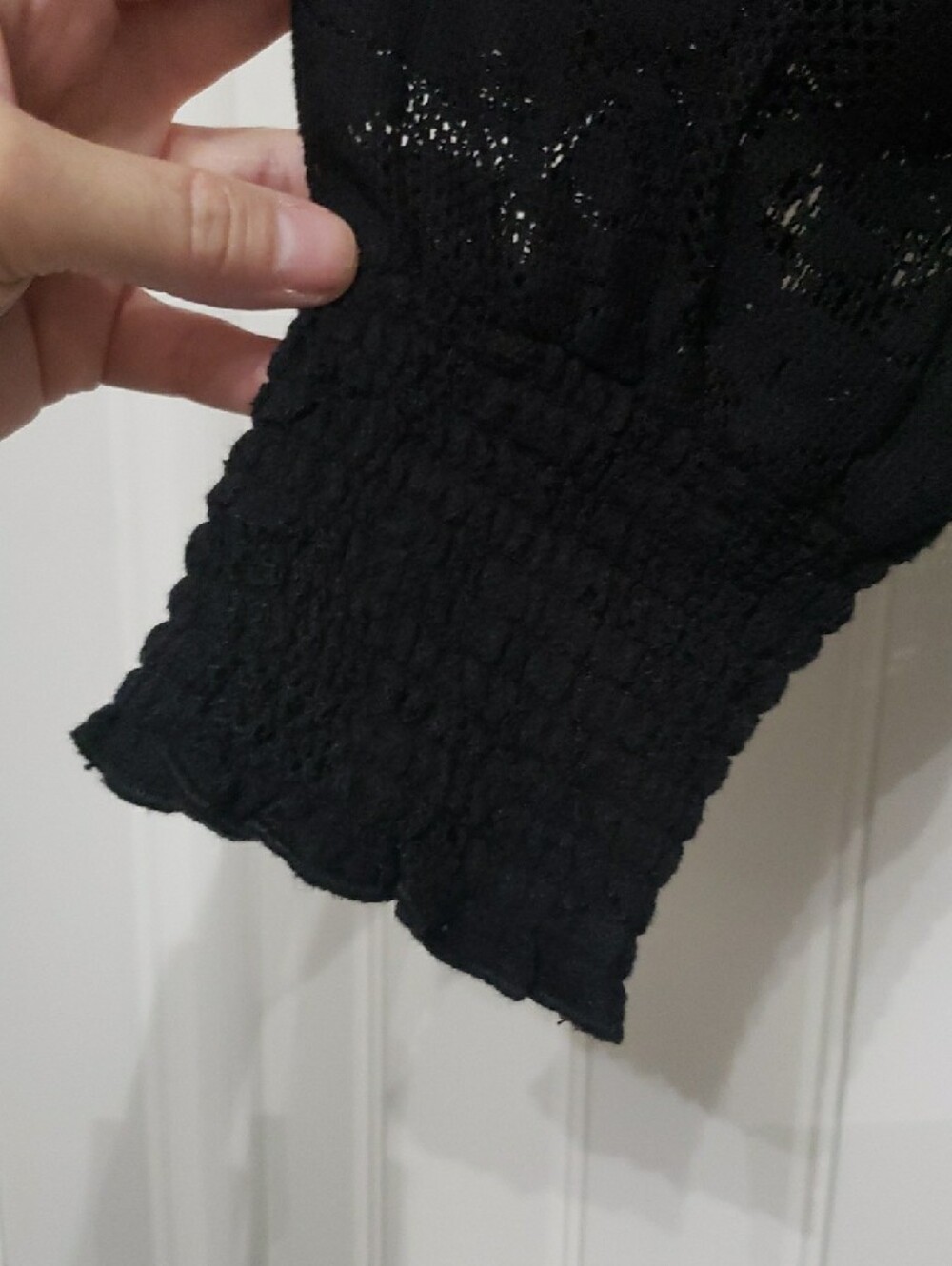 Sundance Black Lace Long Sleeve Blouse Size XL - Picture 6 of 10